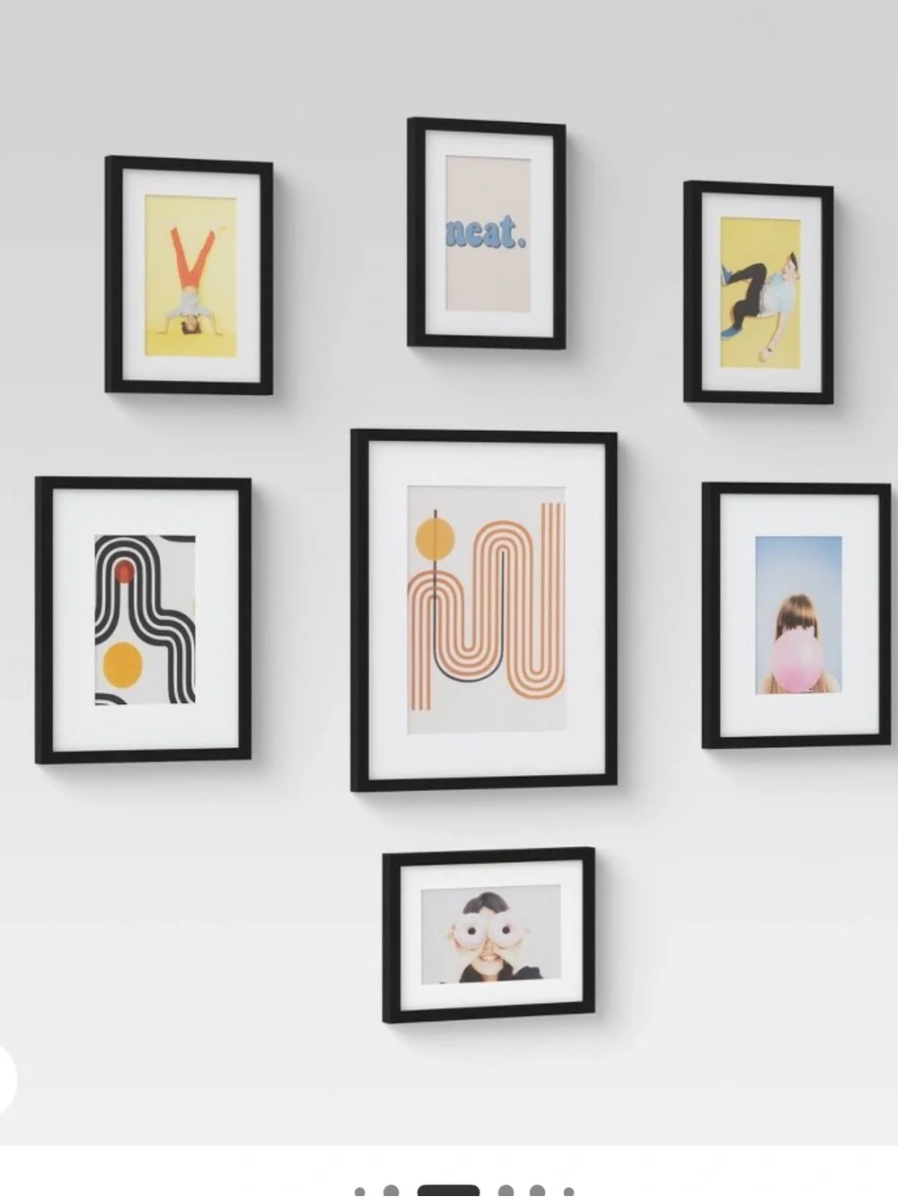 Set of 7 Gallery Frame Set Black - Room Essentials Modern Style, new